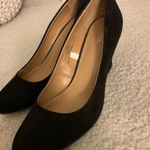 Merona black suede black wedges size 10. Worn once